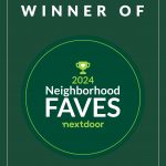 Jazz - A Louisiana Kitchen Green badge with text "Winner of 2024 Neighborhood Faves, Nextdoor," featuring a small trophy icon. Kansas City, Columbia