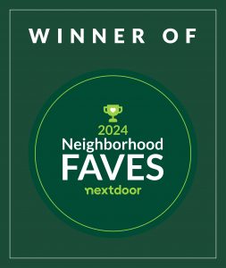 Jazz - A Louisiana Kitchen Green badge with text "Winner of 2024 Neighborhood Faves, Nextdoor," featuring a small trophy icon. Kansas City, Columbia