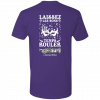 Jazz - A Louisiana Kitchen Purple T-shirt featuring white text: "LAISSEZ LES BONS TEMPS ROULER" with musical notes, saxophone, and crawfish design. Kansas City, Columbia