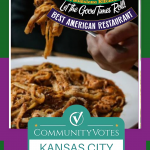 Jazz - A Louisiana Kitchen Advertisement for Jazz Louisiana Kitchen, showcasing spaghetti with sauce. Awards mention: "Best American Restaurant" and "CommunityVotes Kansas City 2024 Platinum Winner. Kansas City, Columbia