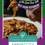 Jazz - A Louisiana Kitchen Restaurant advertisement for Jazz Louisiana Kitchen, featuring a plate of pasta. Awarded Kansas City 2024 Platinum Winner, Best Cajun Restaurant. Includes "Eat New Orleans Style." slogan. Kansas City, Columbia